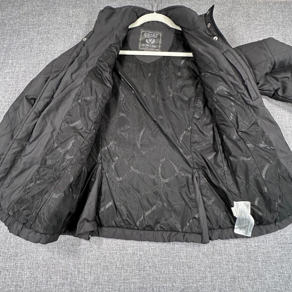 Ariat Quilted Equestrian Jacket Womens Small Black Horseback Riding Barn Coat - Picture 6 of 13